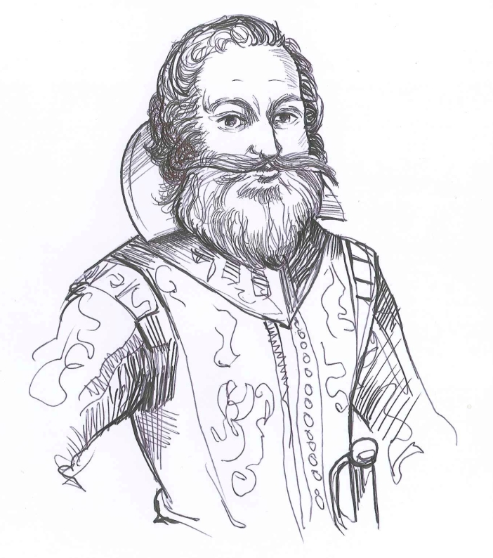 "Captain John Smith." Ink and ballpoint on paper. Doodle by @andrescalo.